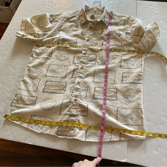 Woolrich Moccasin Fish Frames Retro Button Down Shirt Mens Large Vintage Style - Picture 9 of 9